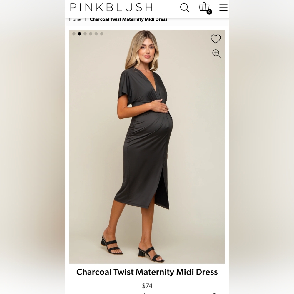 Pinkblush Charcoal Twist Maternity Midi Dress Large